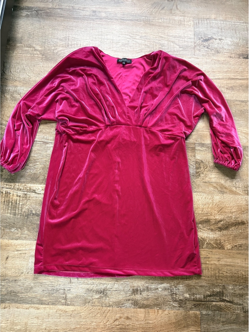 Eloquii Women's Pink Velvet Dress Size 18 Long Sleeve V-Neck